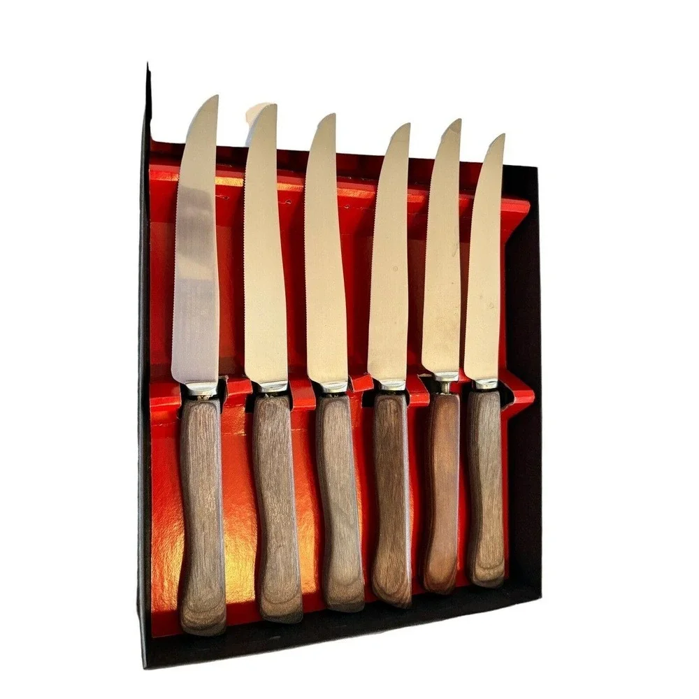 6 Vintage Westall Richardson Sheffield England Forever Sharp Steak Knives